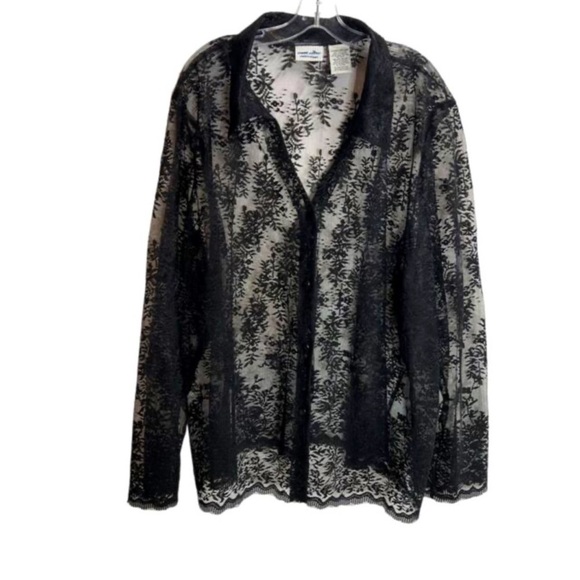 White Stag Tops - Women’s Black Lace Blouse Buttons Up The Front  Formal Wear Size 16 to 18 NWOT